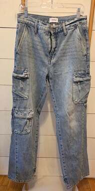 Pistola Varsy Cargo Jeans Size 28 Light Blue Denim